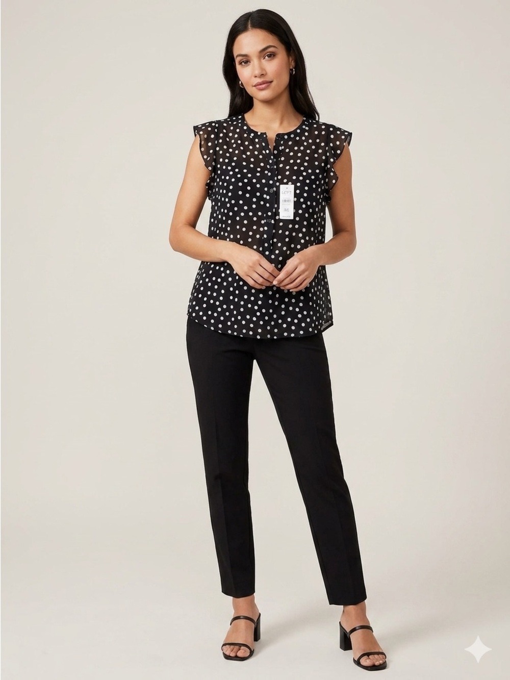 48.LOFT Black and White Polka Dot Sleeveless Blouse
